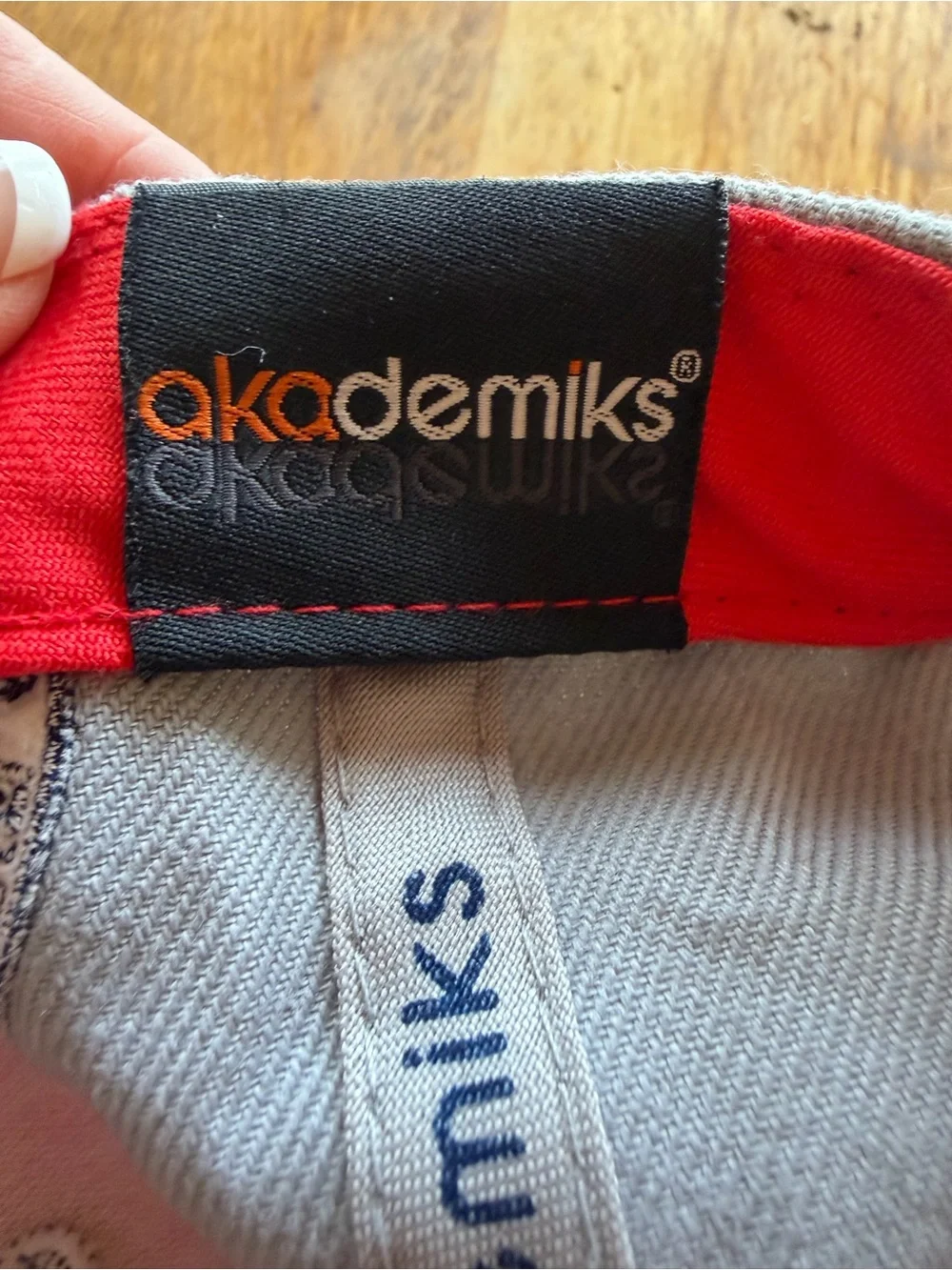 Akedemik Red and Navy Adult Baseball Cap with Grey Crown  Cap One Sz